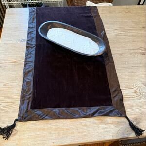 Vintage April Cornell Silk & Rayon Table Runner Dark Chocolate Brown